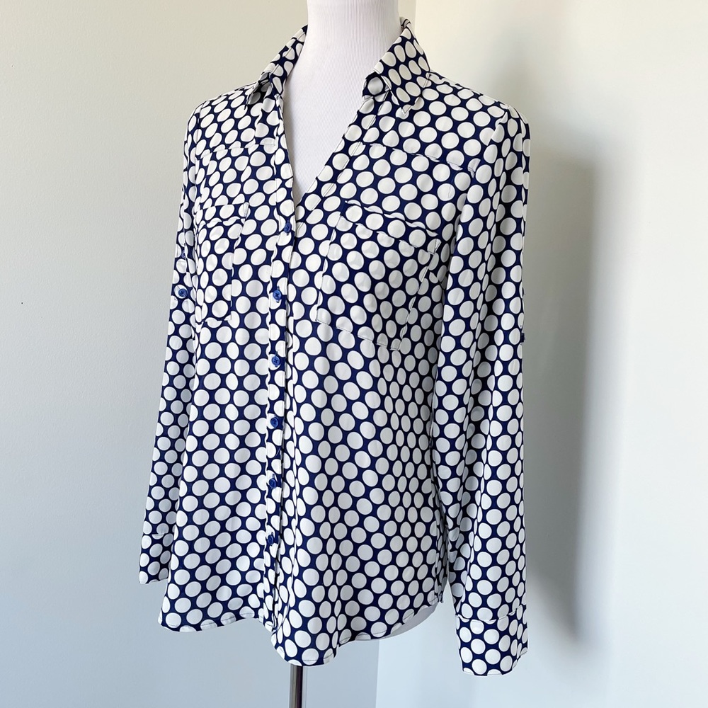 Express Portofino Polka-Dot Button Up Size S - image 2